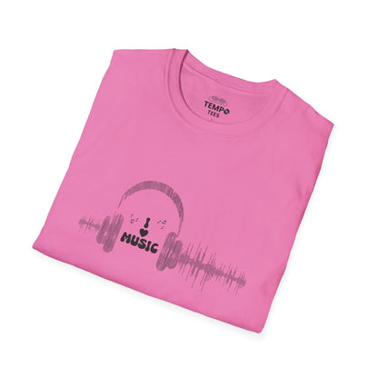 Headphones & Soundwave Tee 🎧 Minimalist Music Shirt - Audiophile Gift