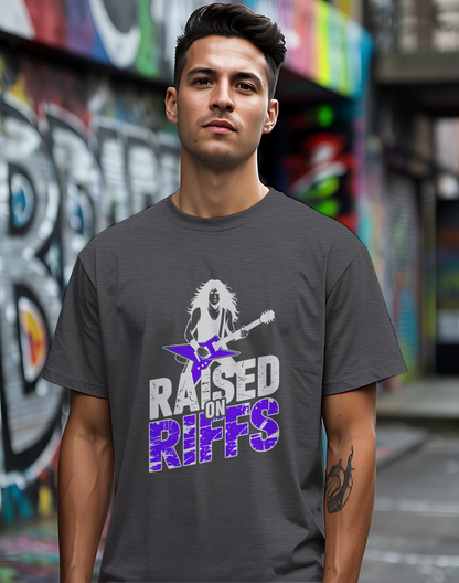 Raised On Riffs Tee 🎸 Bold Rock Guitar Music Shirt