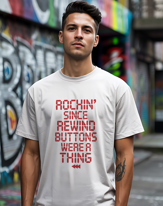 Rewind Rock Tee ⏪ Funny Retro Music Cassette Shirt