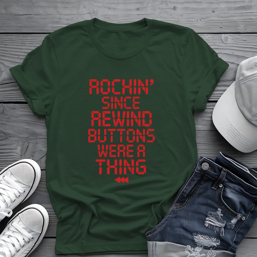 Rewind Rock Tee ⏪ Funny Retro Music Cassette Shirt