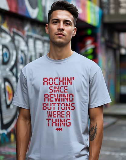 Rewind Rock Tee ⏪ Funny Retro Music Cassette Shirt