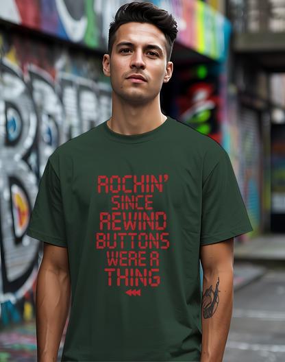 Rewind Rock Tee ⏪ Funny Retro Music Cassette Shirt