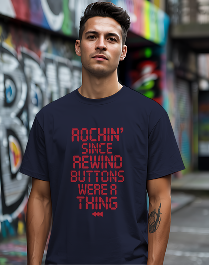 Rewind Rock Tee ⏪ Funny Retro Music Cassette Shirt
