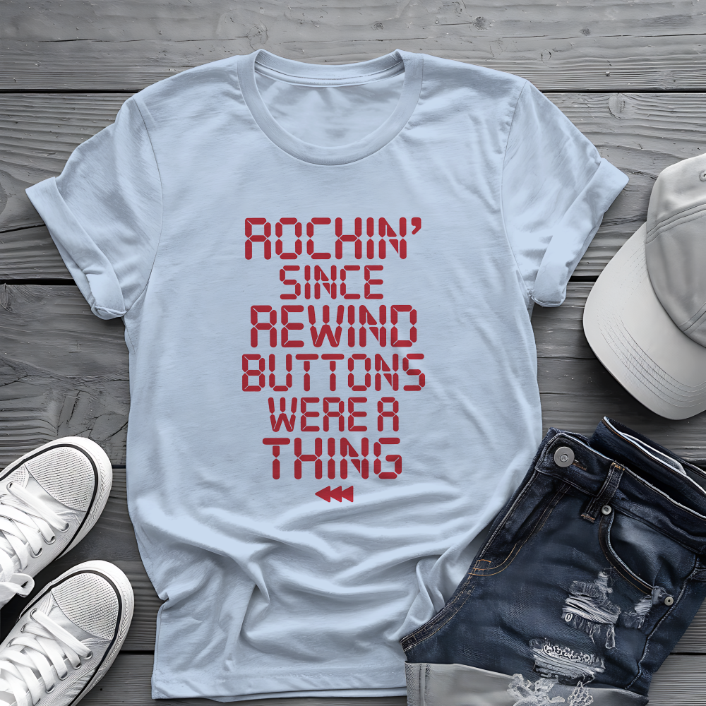 Rewind Rock Tee ⏪ Funny Retro Music Cassette Shirt