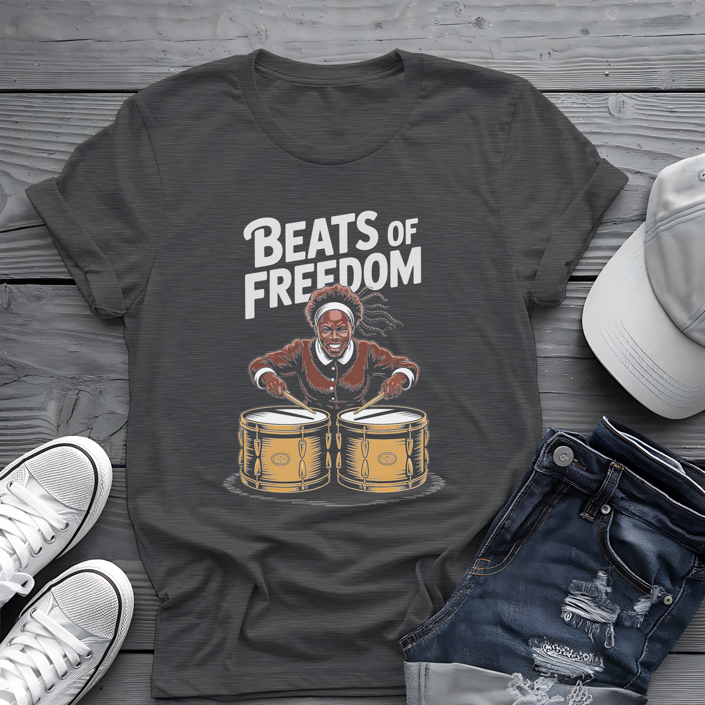 Beats of Freedom Tee 🥁 Harriet Tubman Music Shirt - Historical Patriot Gift