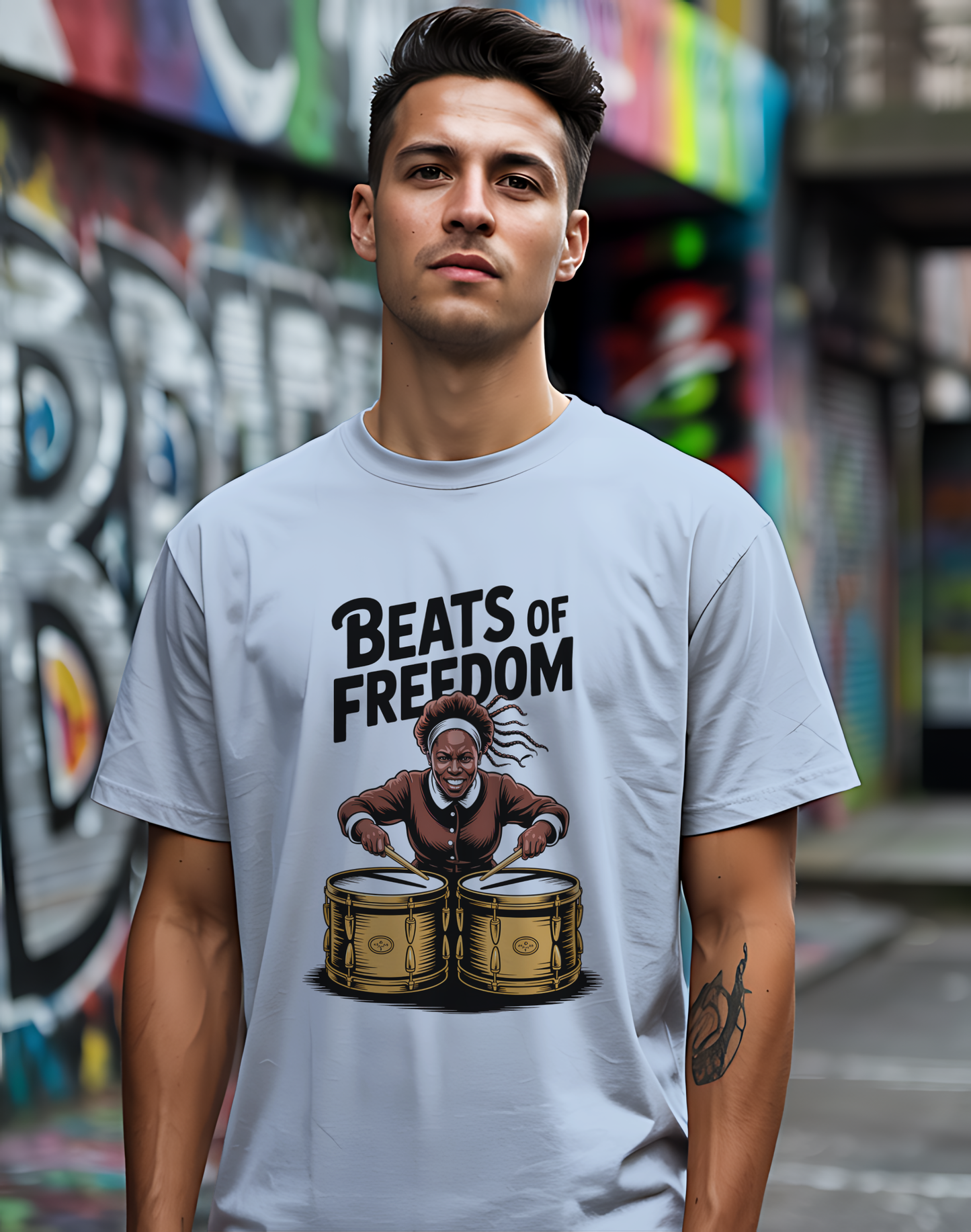 Beats of Freedom Tee 🥁 Harriet Tubman Music Shirt - Historical Patriot Gift
