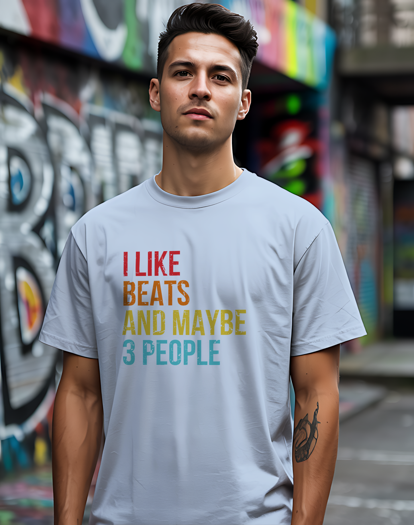 I Like Beats and Maybe 3 People Tee 🎧 Funny Hip Hop Music Shirt - Retro Design