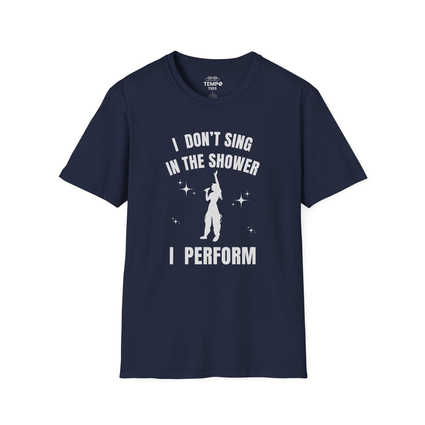 I Don't Sing In The Shower Tee 🎤 Singer Silhouette Shirt - Funny Performer Gift