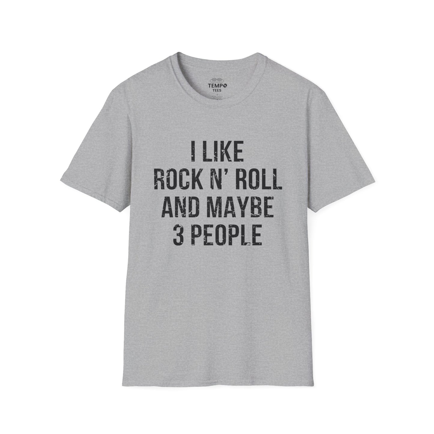 I Like Rock N' Roll and Maybe 3 People Tee 🎸 Bold Introverted Rock Shirt - Distressed Design