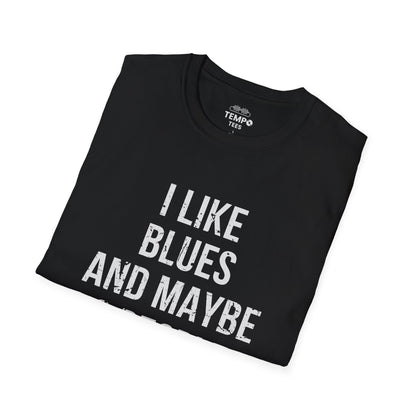 I Like Blues and Maybe 3 People Tee 🎸 Bold Introvert Blues Shirt - Distressed Design