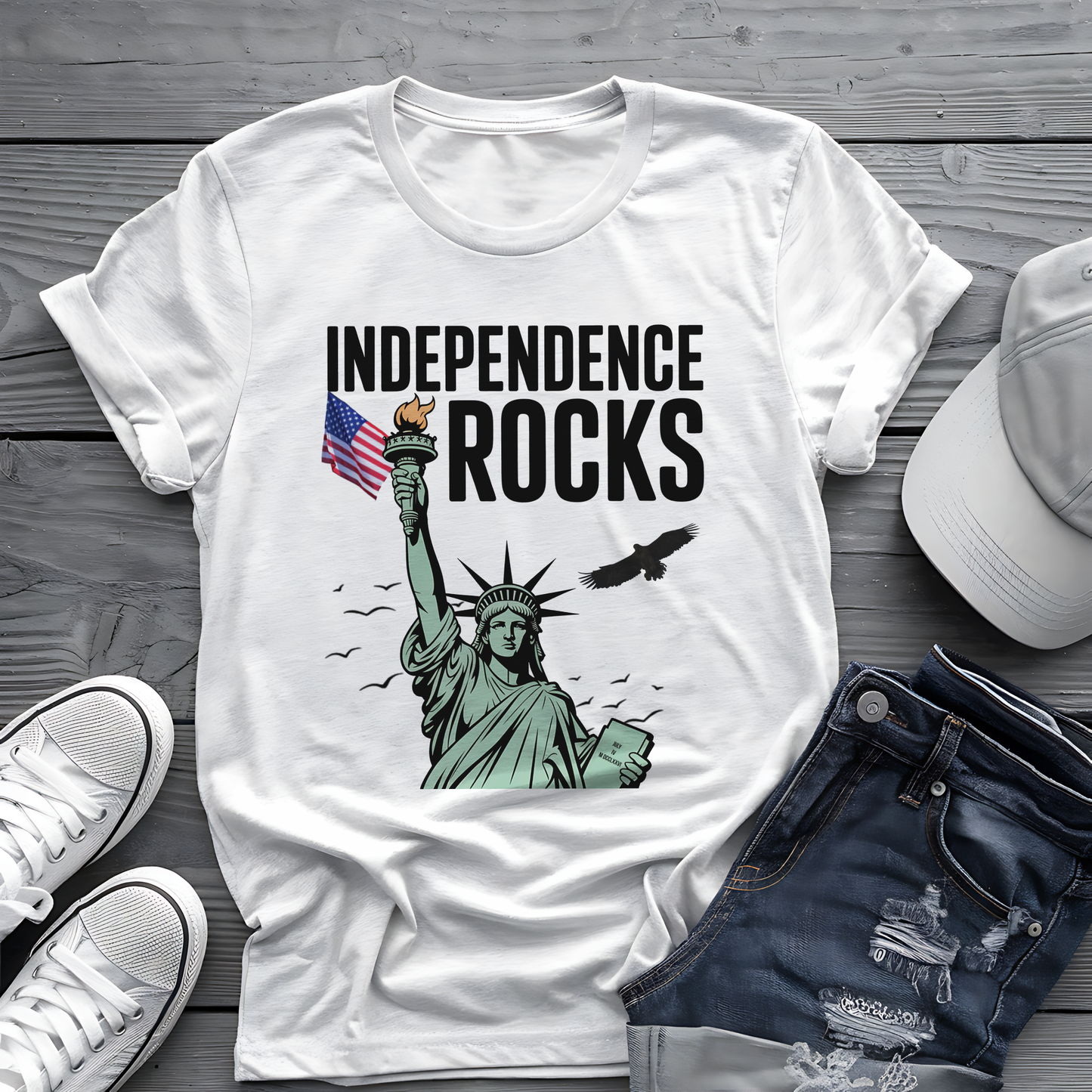 Independence Rocks Tee 🗽 Patriotic 4th of July Statue of Liberty Shirt