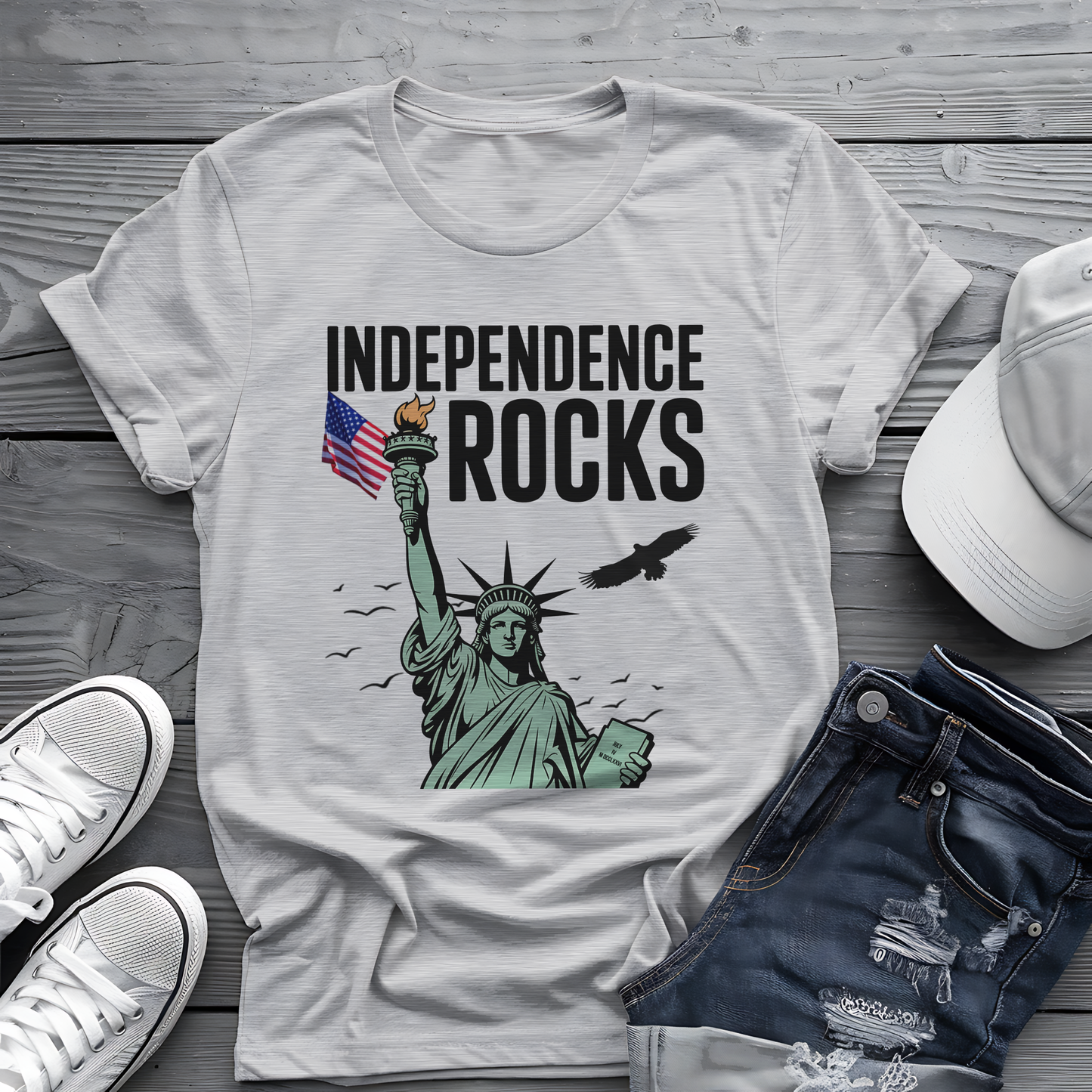 Independence Rocks Tee 🗽 Patriotic 4th of July Statue of Liberty Shirt