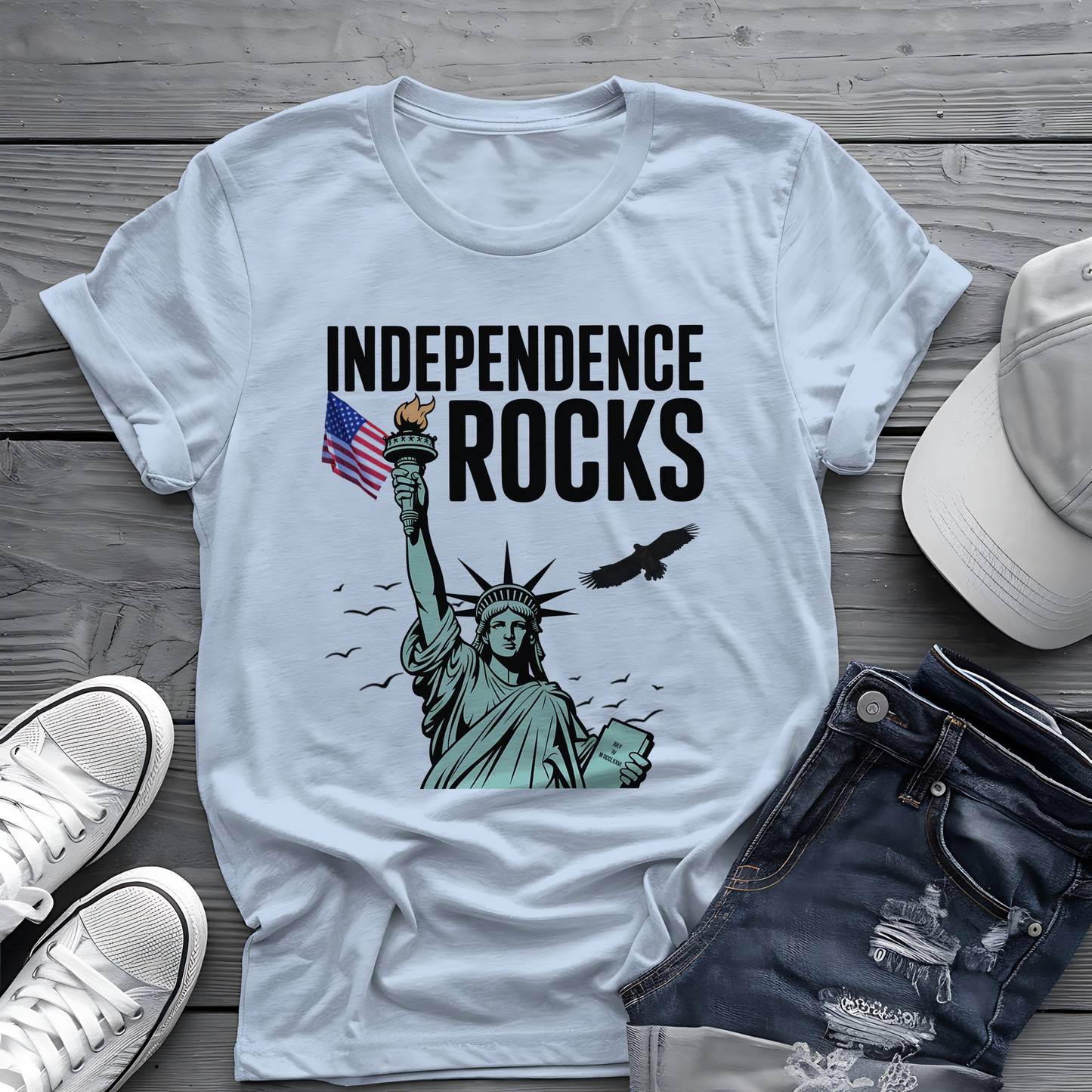 Independence Rocks Tee 🗽 Patriotic 4th of July Statue of Liberty Shirt