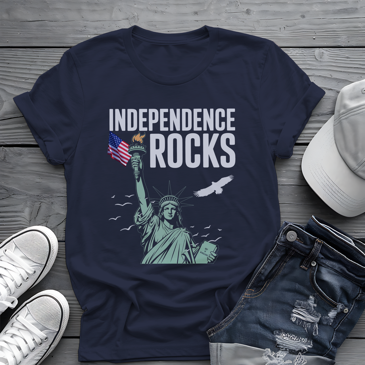 Independence Rocks Tee 🗽 Patriotic 4th of July Statue of Liberty Shirt