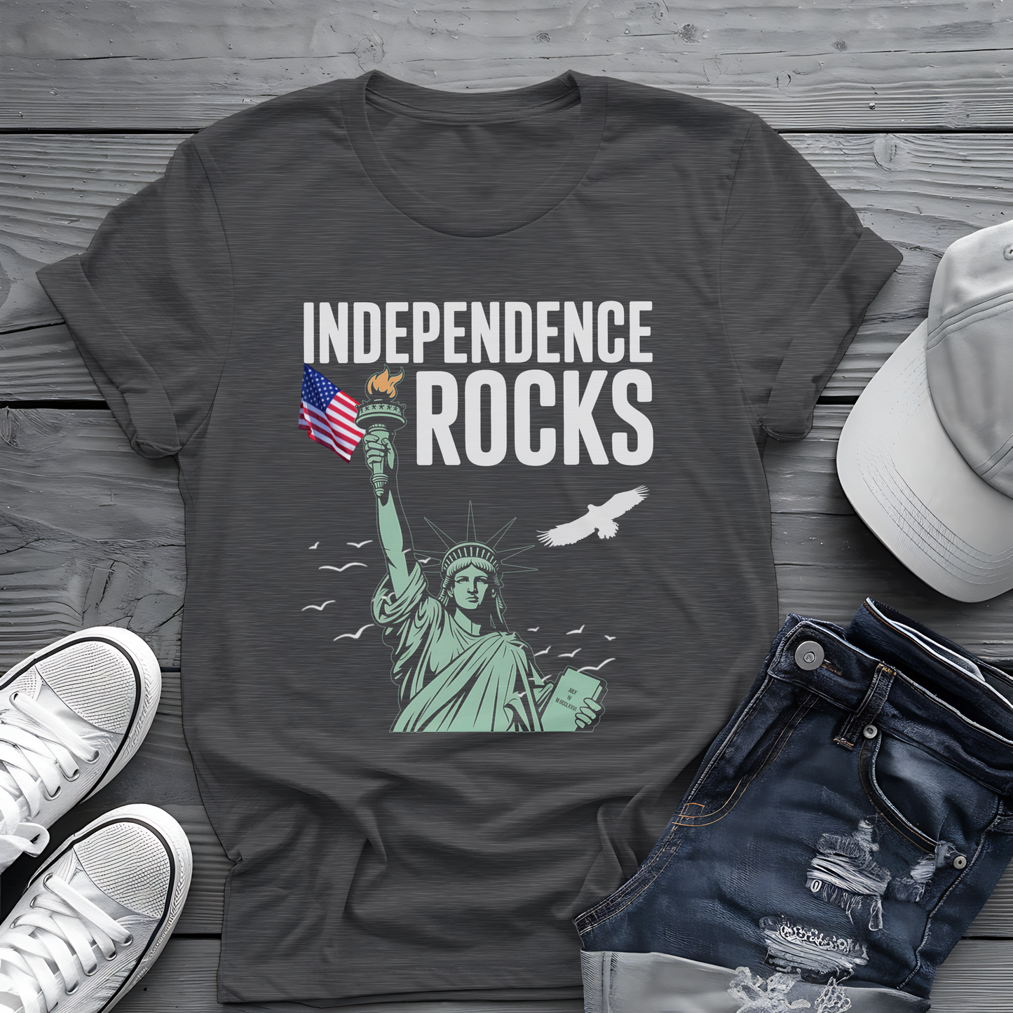 Independence Rocks Tee 🗽 Patriotic 4th of July Statue of Liberty Shirt