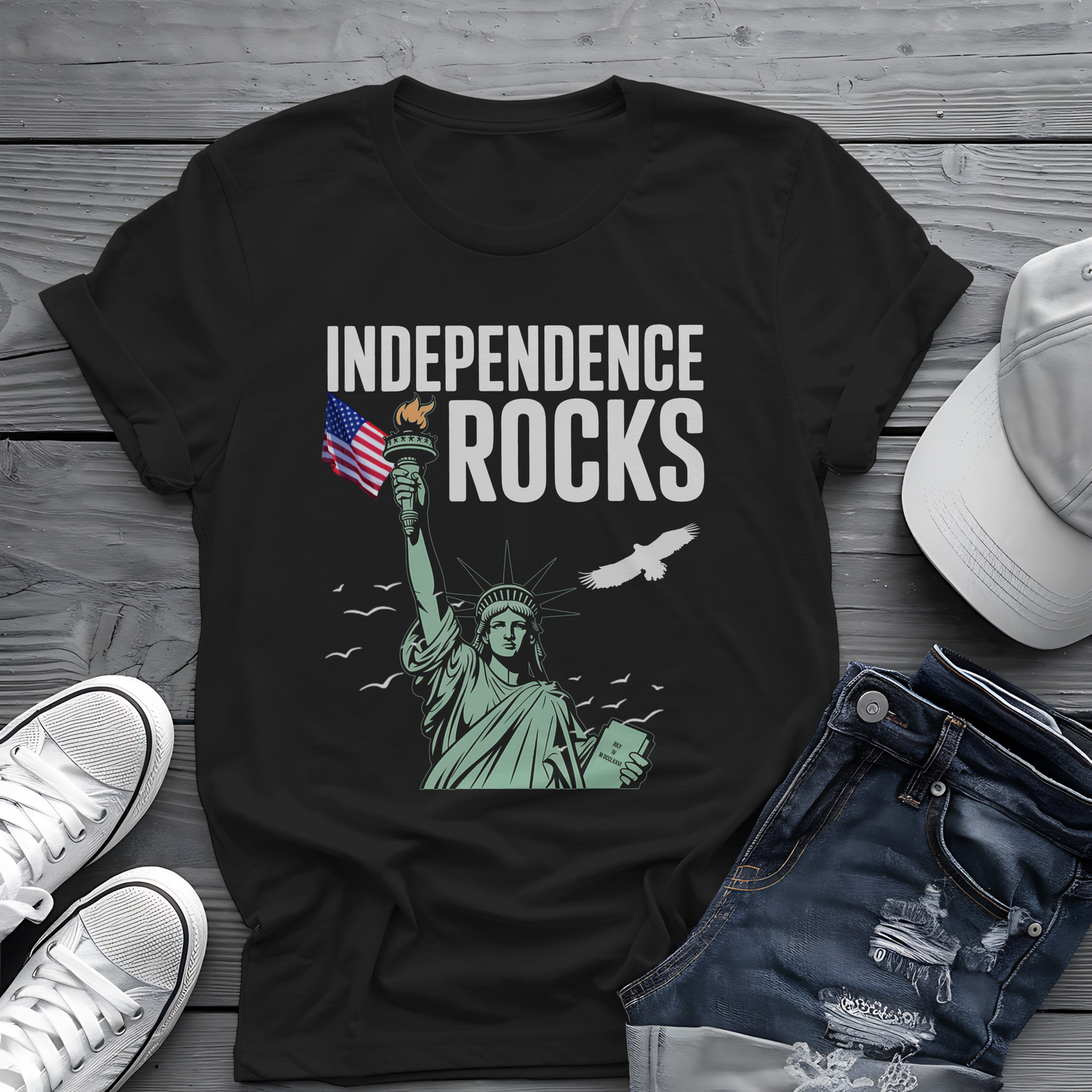 Independence Rocks Tee 🗽 Patriotic 4th of July Statue of Liberty Shirt