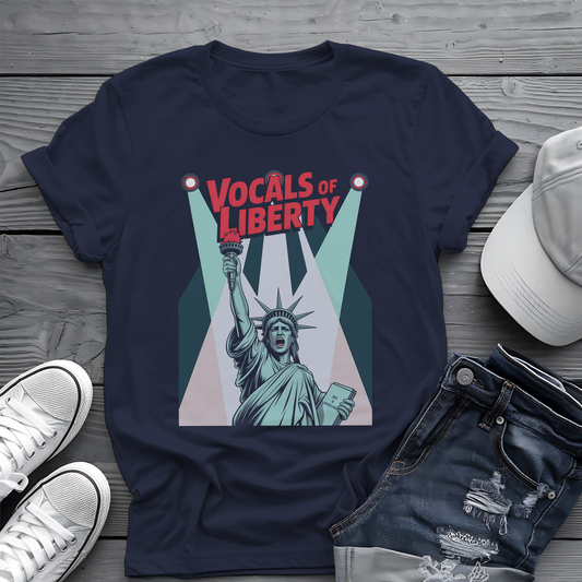 Vocals of Liberty Tee 🎤 Patriotic 4th of July Statue of Liberty Music Shirt