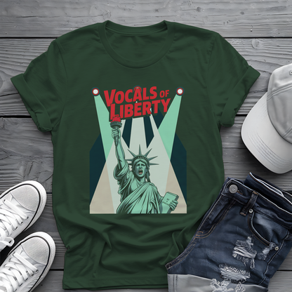 Vocals of Liberty Tee 🎤 Patriotic 4th of July Statue of Liberty Music Shirt