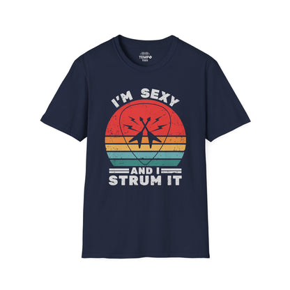 I'm Sexy and I Strum It Tee 🎸 Retro Guitar Pick Shirt - Funny Musician Gift