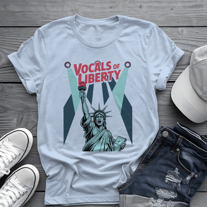 Vocals of Liberty Tee 🎤 Patriotic 4th of July Statue of Liberty Music Shirt