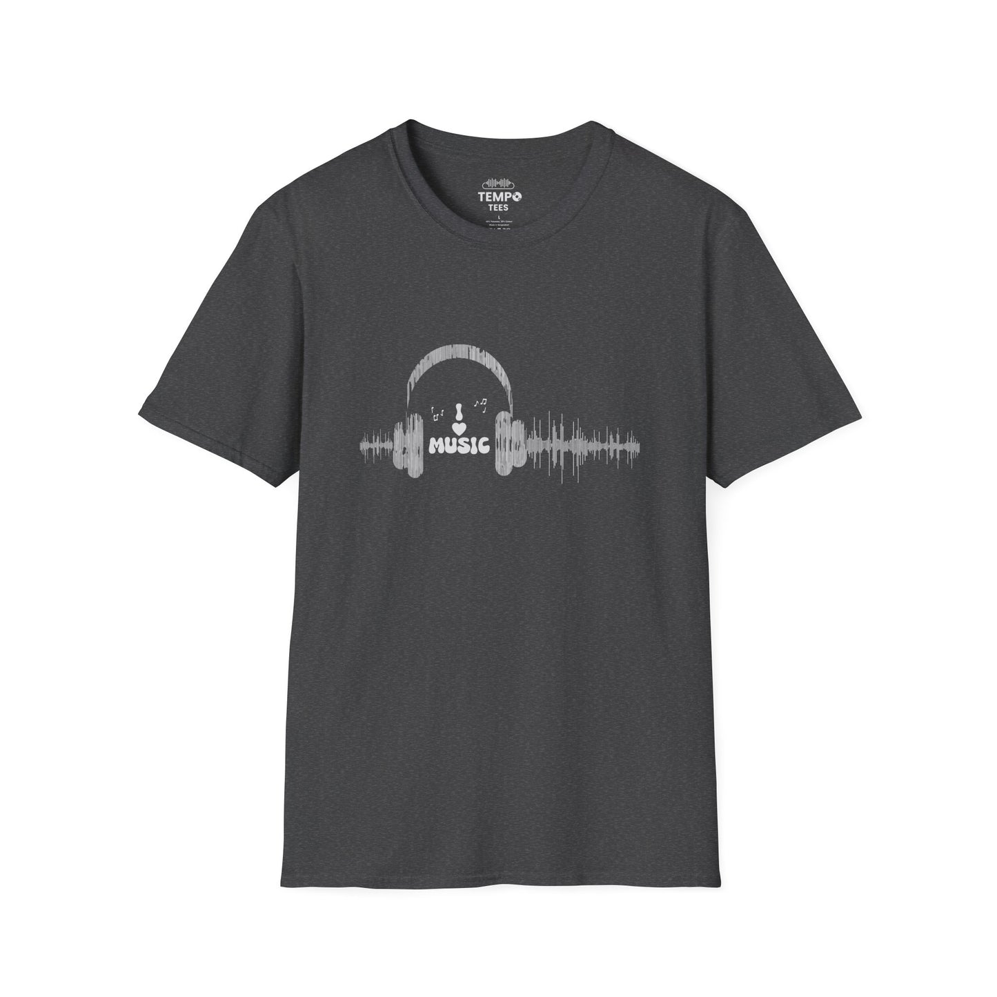 Headphones & Soundwave Tee 🎧 Minimalist Music Shirt - Audiophile Gift