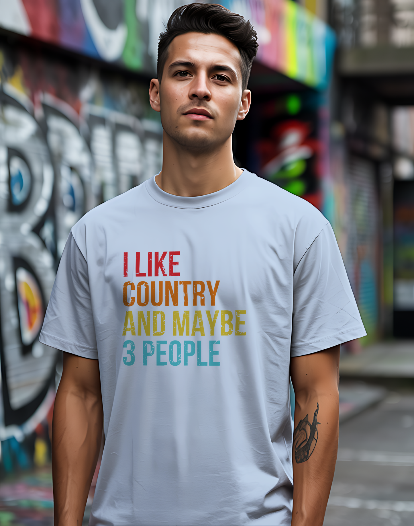 I Like Country and Maybe 3 People Tee 🤠 Funny Introvert Country Shirt - Retro Design