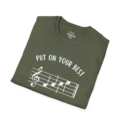 Put On Your Best FACE Tee 🎶 Musical Notes Shirt - Motivational Musician Gift