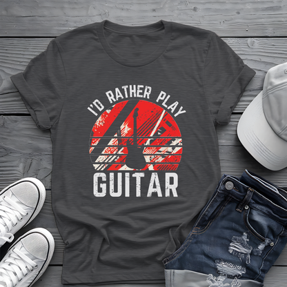 I’d Rather Play Guitar T-Shirt – Vintage Rock Musician Tee for Guitarists