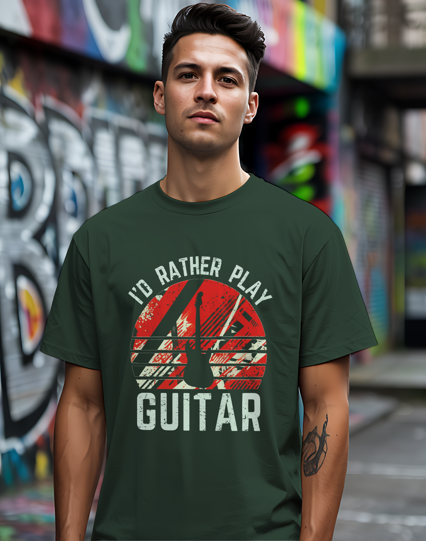 I’d Rather Play Guitar T-Shirt – Vintage Rock Musician Tee for Guitarists