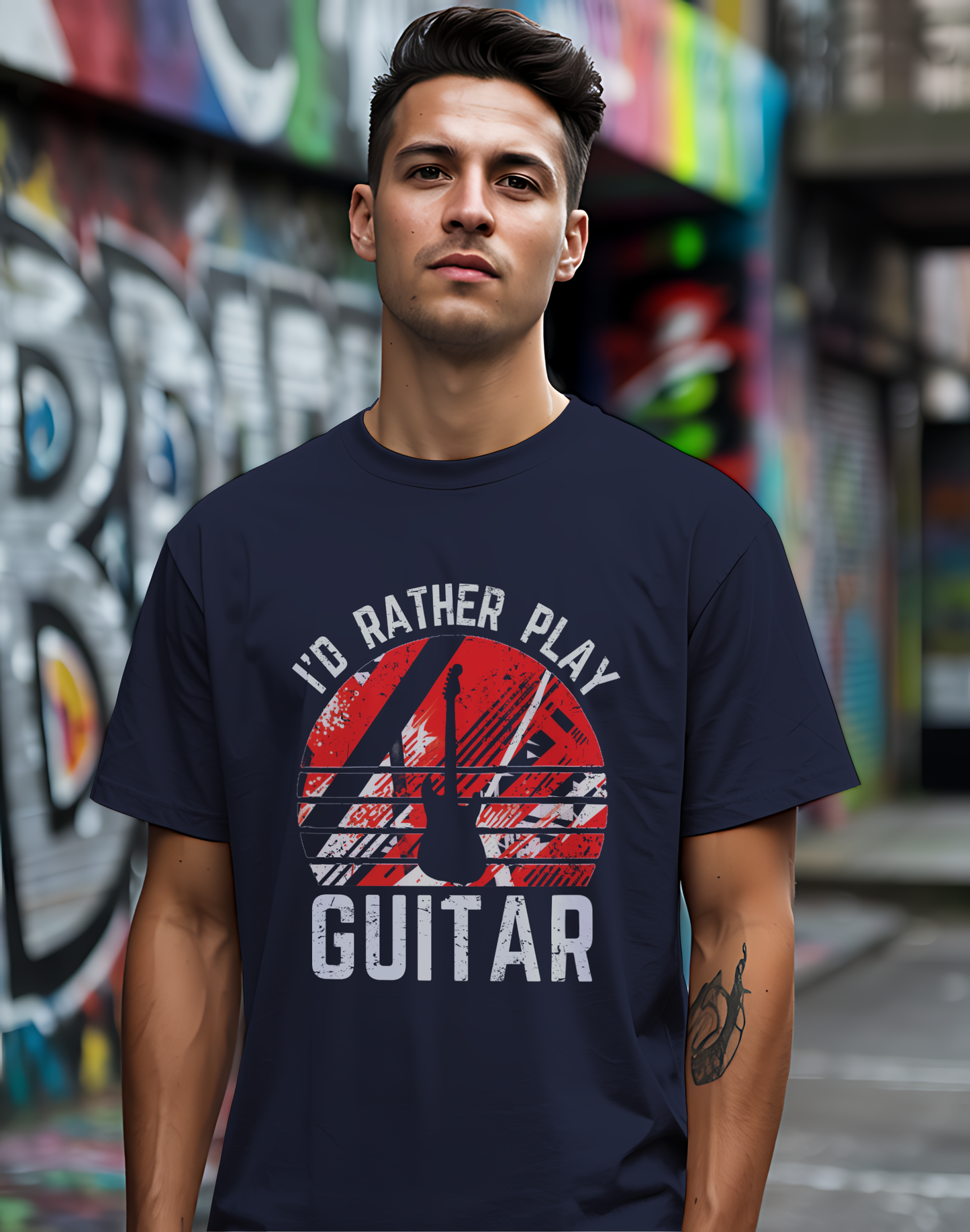I’d Rather Play Guitar T-Shirt – Vintage Rock Musician Tee for Guitarists