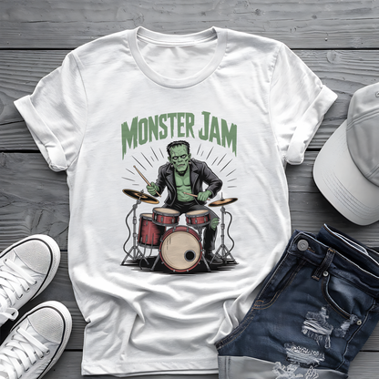 Monster Jam Frankenstein Tee 🥁 Spooky Halloween Drummer Shirt