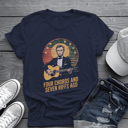 Lincoln Riffs Tee 🎸 Patriotic Guitar Shirt - 4th of July