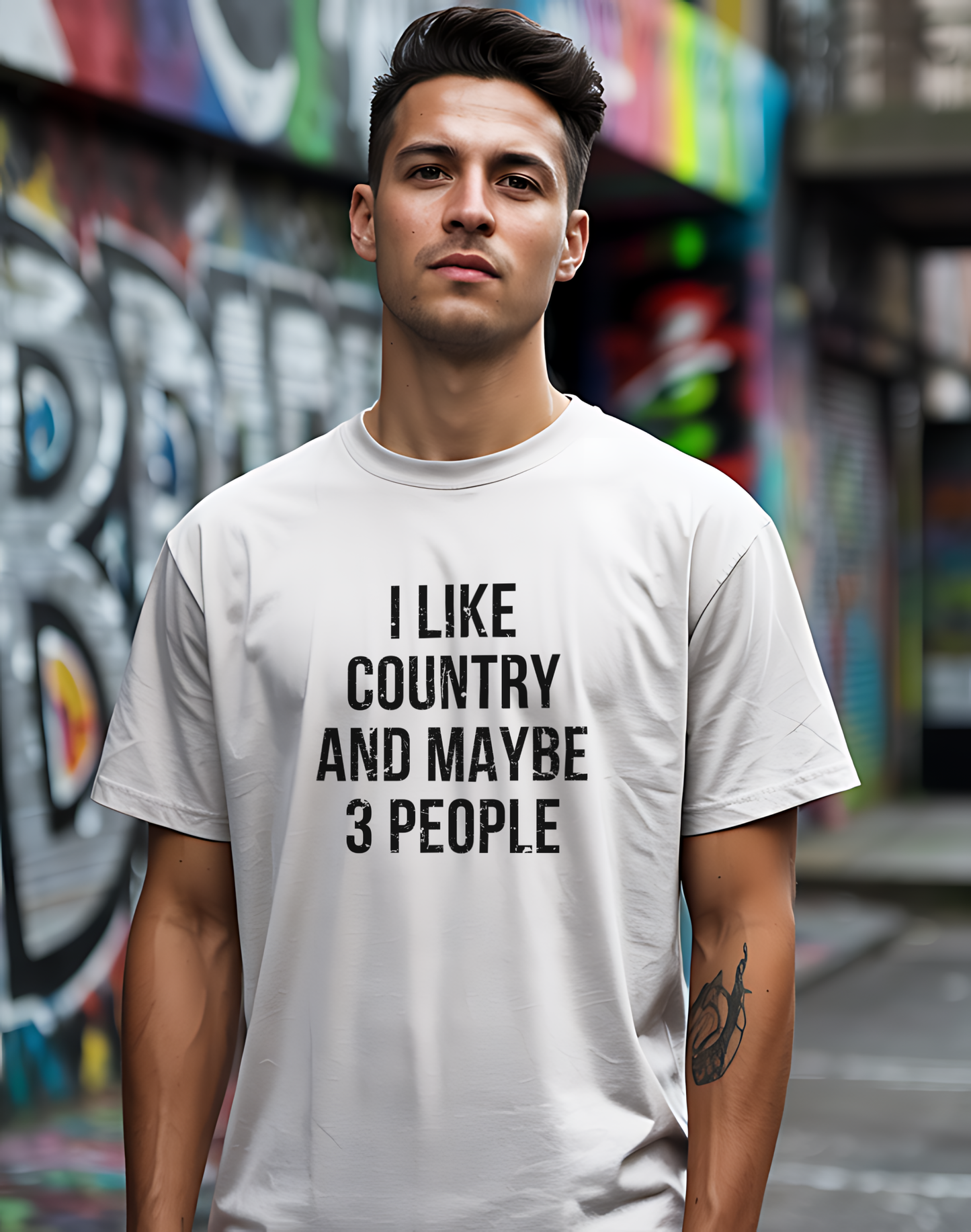 I Like Country and Maybe 3 People Tee 🤠 Bold Introvert Country Shirt - Distressed Design