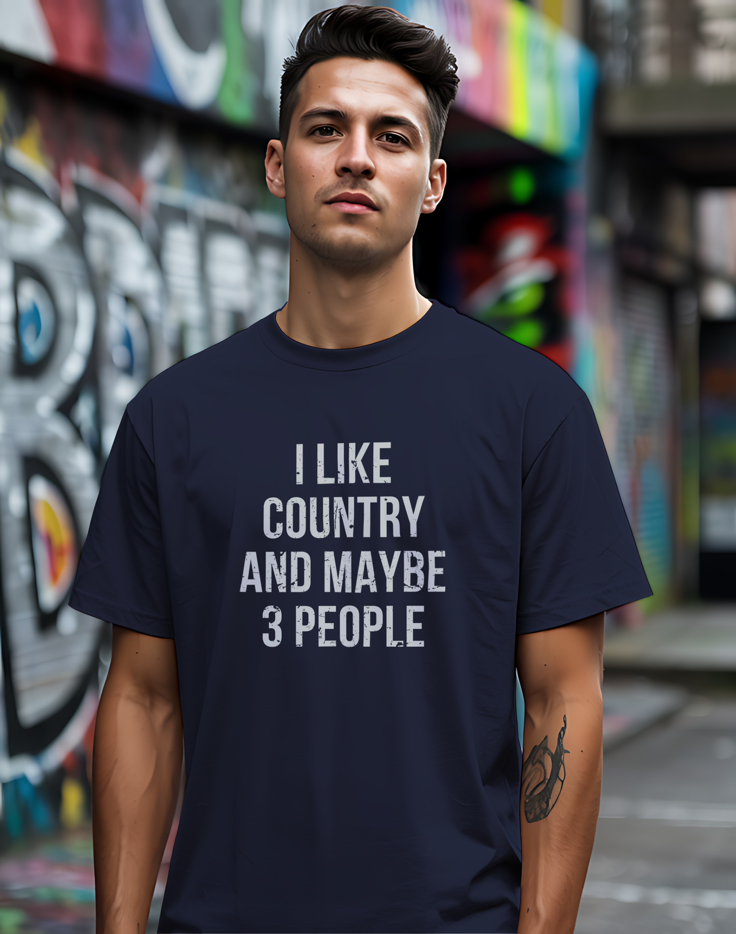 I Like Country and Maybe 3 People Tee 🤠 Bold Introvert Country Shirt - Distressed Design