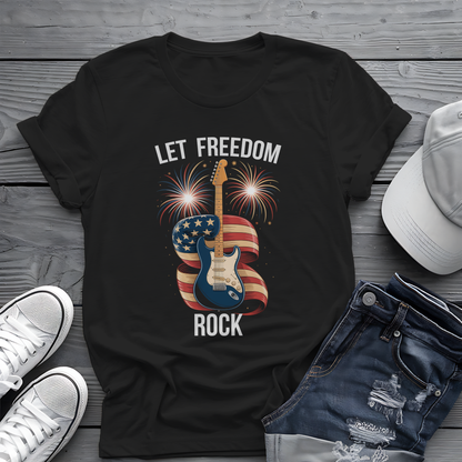 Let Freedom Rock Tee 🎸 Patriotic 4th of July Guitar Shirt - USA Flag