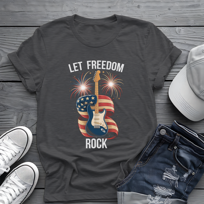 Let Freedom Rock Tee 🎸 Patriotic 4th of July Guitar Shirt - USA Flag