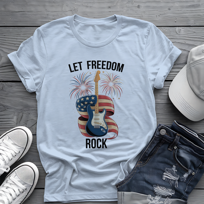 Let Freedom Rock Tee 🎸 Patriotic 4th of July Guitar Shirt - USA Flag