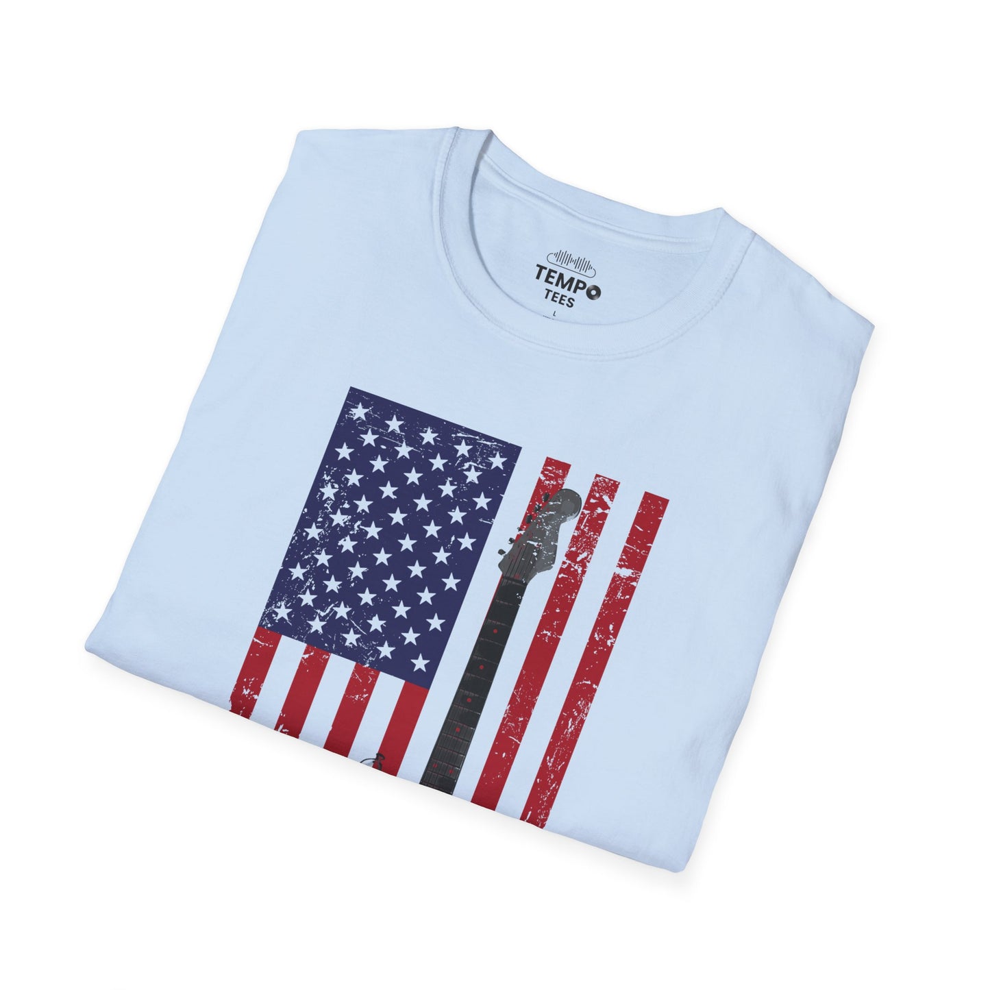 American Flag Guitar Tee 🎸 Patriotic Music Shirt - USA Guitarist Gift