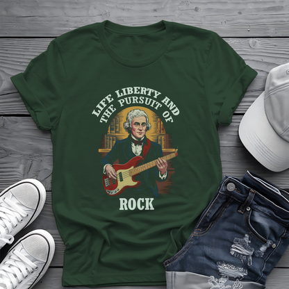 Thomas Jefferson Pursuit of Rock Tee 🎸 Patriotic 4th of July Bass Player Shirt - Founding Father Shirt