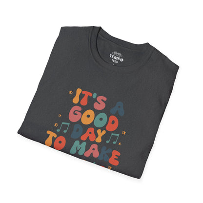 It's A Good Day To Make Music Tee 🎶 Retro Inspired Musician Shirt - Positive Vibes