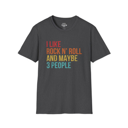 I Like Rock N' Roll and Maybe 3 People Tee 🎸 Funny Introverted Rock Shirt - Retro Design