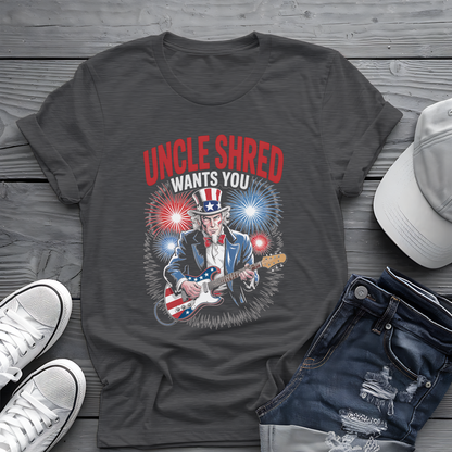 Uncle Shred Tee 🎸 Patriotic 4th of July Guitar Shirt - American Rock