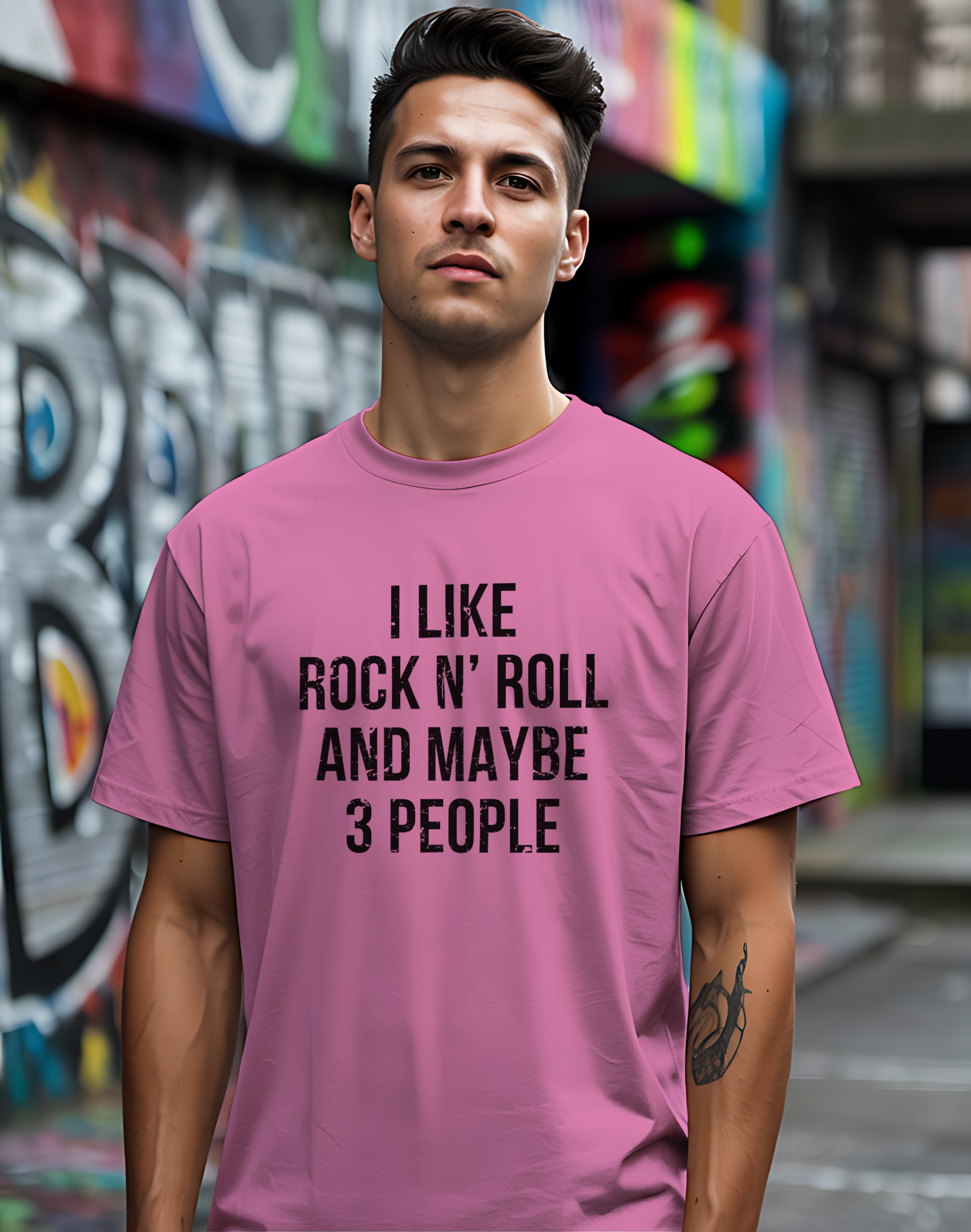 I Like Rock N' Roll and Maybe 3 People Tee 🎸 Bold Introverted Rock Shirt - Distressed Design
