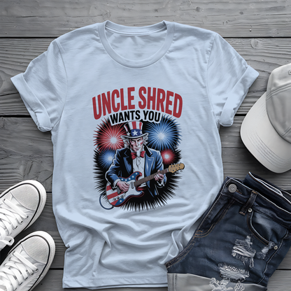 Uncle Shred Tee 🎸 Patriotic 4th of July Guitar Shirt - American Rock