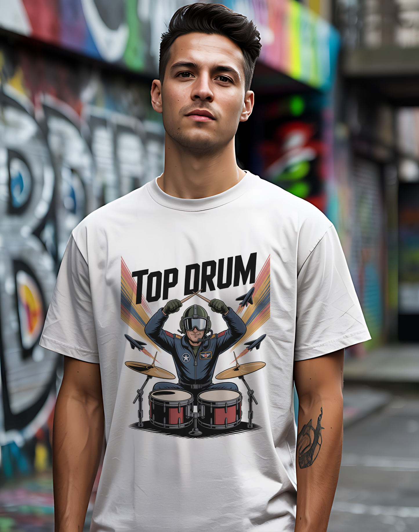 Top Drum Tee 🥁 Fighter Pilot Drummer Shirt - Movie Parody Gift
