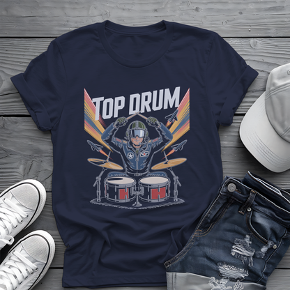 Top Drum Tee 🥁 Fighter Pilot Drummer Shirt - Movie Parody Gift