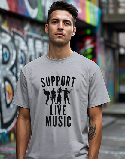 Support Live Music Tee 🎶 Band Silhouette Shirt - Concert Lover & Musician Gift
