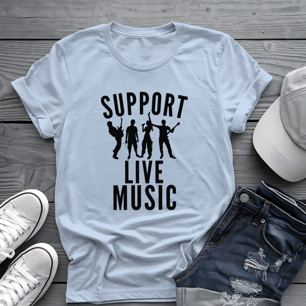 Support Live Music Tee 🎶 Band Silhouette Shirt - Concert Lover & Musician Gift