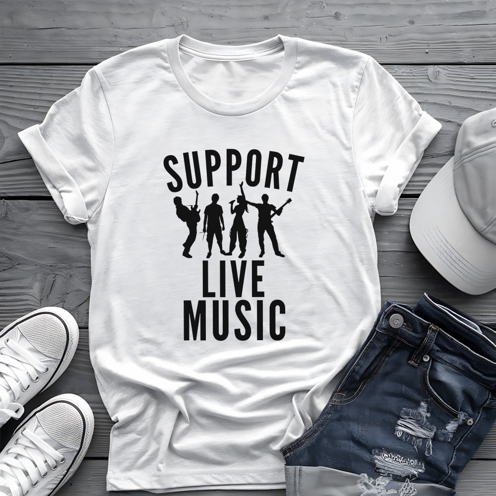 Support Live Music Tee 🎶 Band Silhouette Shirt - Concert Lover & Musician Gift