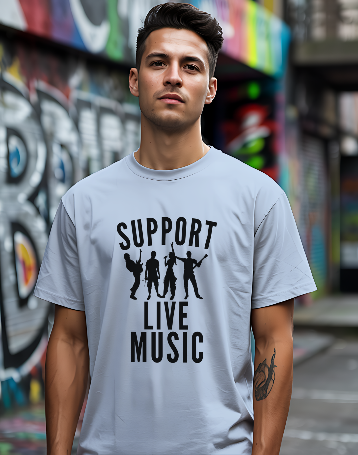 Support Live Music Tee 🎶 Band Silhouette Shirt - Concert Lover & Musician Gift